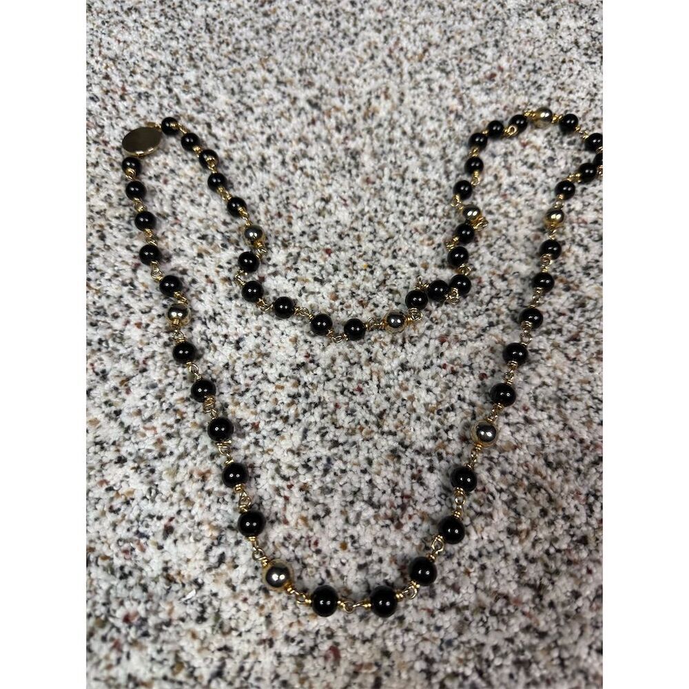 Bijoux Black & Gold Beaded Necklace 18" with Secure Clasp​
